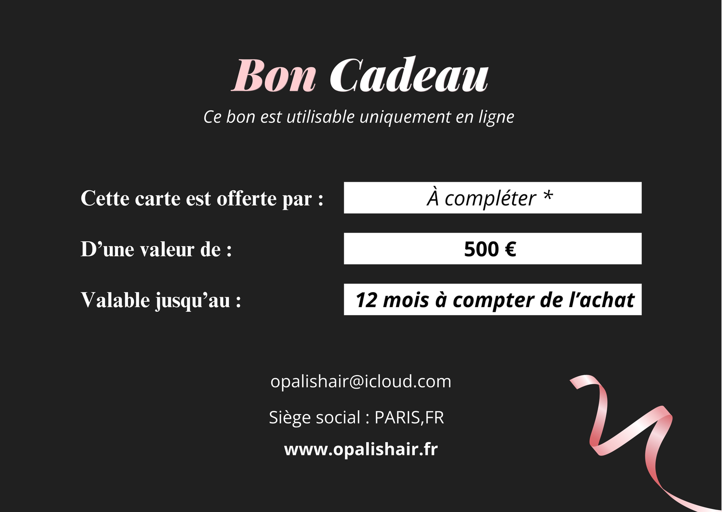 L’invitation OPALIS — Bon Cadeau Digitale”
